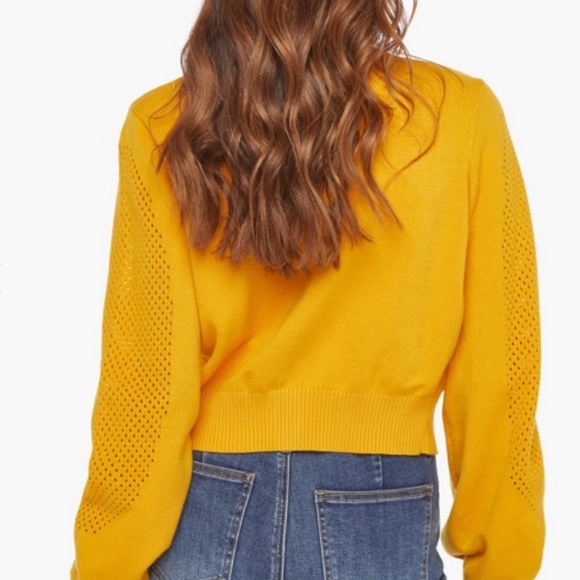 Open Stitch Short Cardigan in Golden Rod - Picture 3 of 14